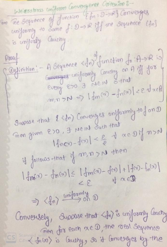 Pooo uniformly Cauchy on f) onvenzel