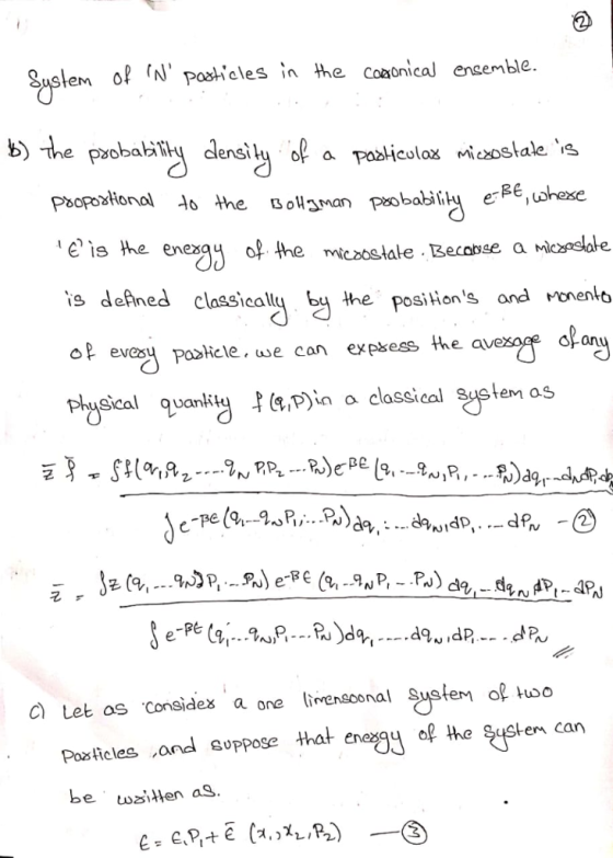 uslem o N Posticles in the coaonical ensemble. b) the paobaliy density o a aicl micsostale s e is the enex is deined athe