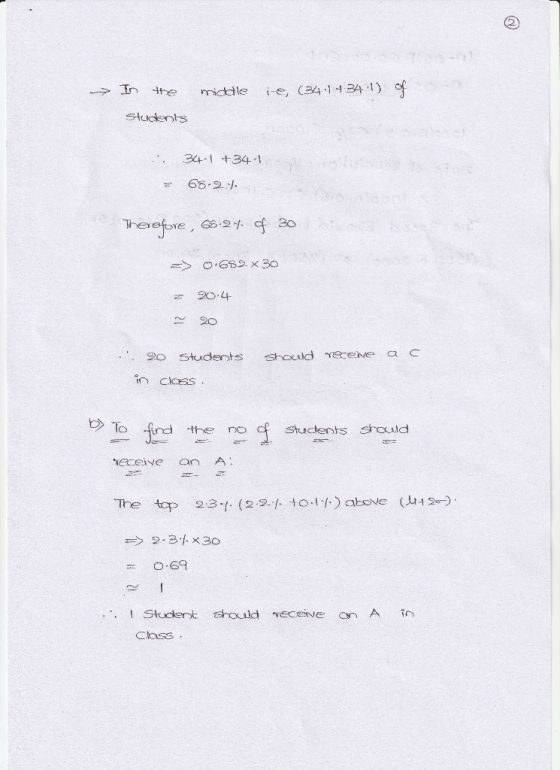 In the middle i-e, (24-1 t 34-1) 2o 20.4 20 Students shocld YECeN C the no eceive anA 23-. (22- o) above (2) O.G9 Chss