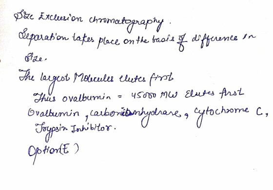 ize xclon chnmatopnapiy eparaton tates place on the taols otsfeemes In The Melaculer tutes firot Thus ovalbumin 450sD M lutes