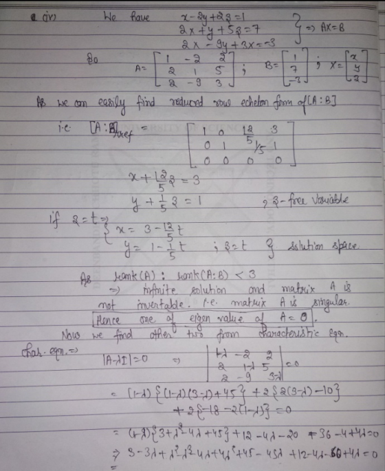 1-Sy+831 axtytsaa7 We fave Ax-8 AT 1 La ealy And TA find reduced ous echelmn fonm of CA:B1 18 3 1 Pys 1 28-free Vawable if aa