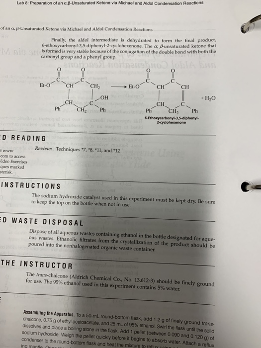 Lab 8: Preparation of an a B-Unsaturated Ketone via Michael and Aldol Condensation Reactions of an a, B-Unsaturated Ketone vi