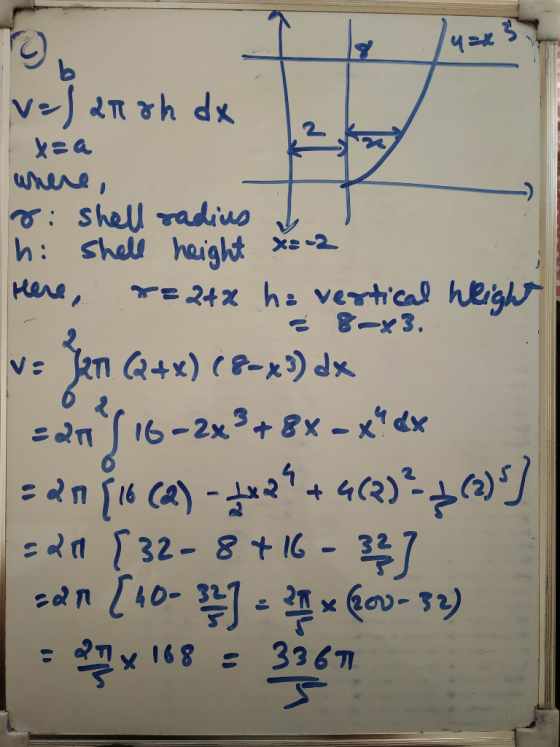 whre Shell radius h: shell haight Here, X8-2 Y24 ha vertical heigh 8-x3. V: & 16-2x3+8x -xdx -dn T16-2x3+ 8x-x + et )nl up-