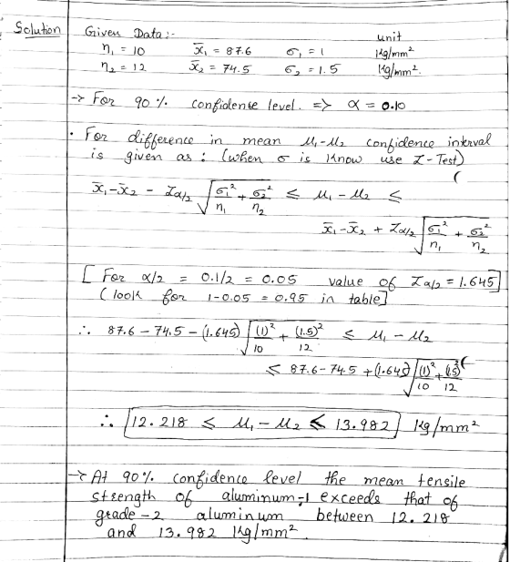 SolutionGaives unit 74.5 61.5 05 4 87.6 -74.5- , 12 /o 87.6-74-+.6 1o 12 13-982n idente Level the mean tensile AL 90 geade al