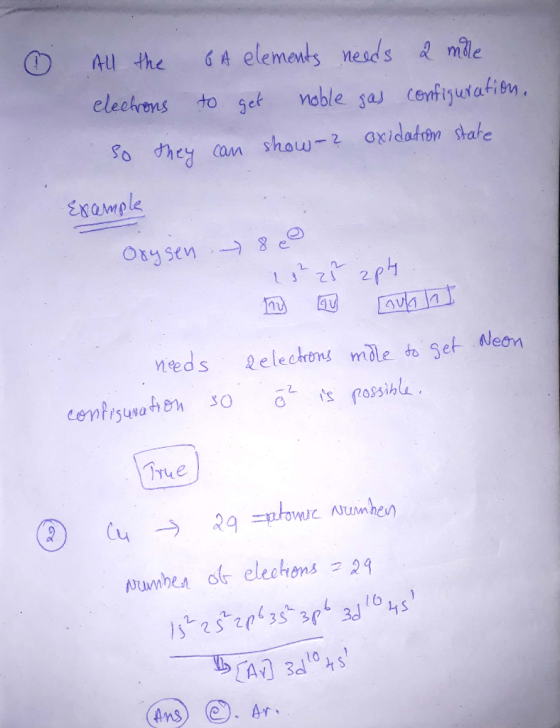 ① All the GA elements neads Qm9le So dhey can show-2 oxidalien stale True