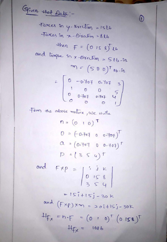 Given that Dala- Tarces in y-Diveclim Tarces in -Diseckm sLb then F(o 1s 8 and toque in x-Disecin St6-in (5D D)T 6-in 0-t07 O