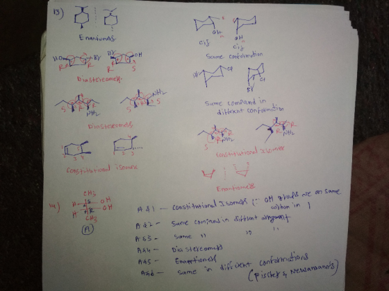 O1+ 3) acione conform,Hon D ia steyeome. Ct ら Sume compand in Ptん CHら Enanhomt8 14) ơn Sarre CA3 cdybon in 39 AsSame in d Fis
