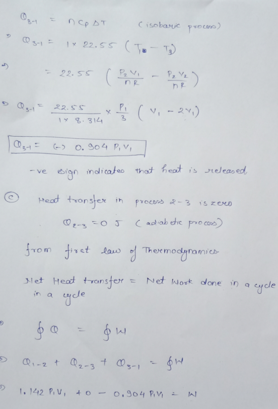 Cp DT Cisobarvc p voco) CO3-1 TO-Ta 1X 22.SS P2VI 22. SS 22.SS 5-1 3 1X 8.3144 O. S04 P, V, 21 that heat is released gn indic