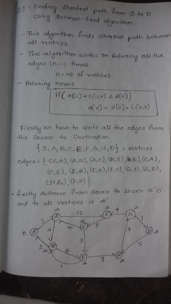 Finding Shontest path frem S to D mdur Using Bellman-F0γd cle rithm. This algorithm弁nds Shortest path between el ventices Thi