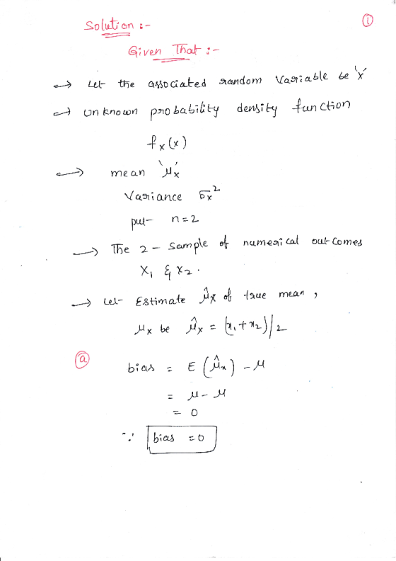 Solution Given That → Let the ayso ciated gandom Vas, able beX -) Unknown p210 ba me ayn cal ouf- Comes numeラー > The Sam ple