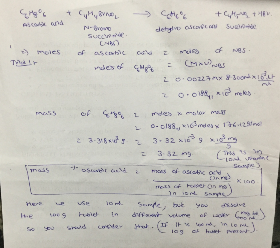 CuMyevao ASCOVBI aC Sucanimde N-Bromo SUccInimide CNBS dehydvo ascovbc ard 1 NBS mdes moles of as covb acld TMal CMANes Mdes