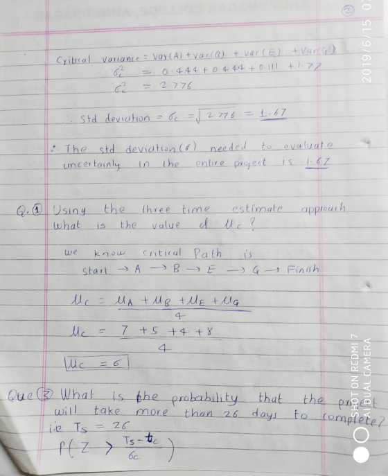LC Critrcal Vayiance Vay (A) +yarB)+ var (E) +VartG) 044 4 t0 4 44 +0.111 - 2776 = L67 2 776 Std deviation- evaluate The std