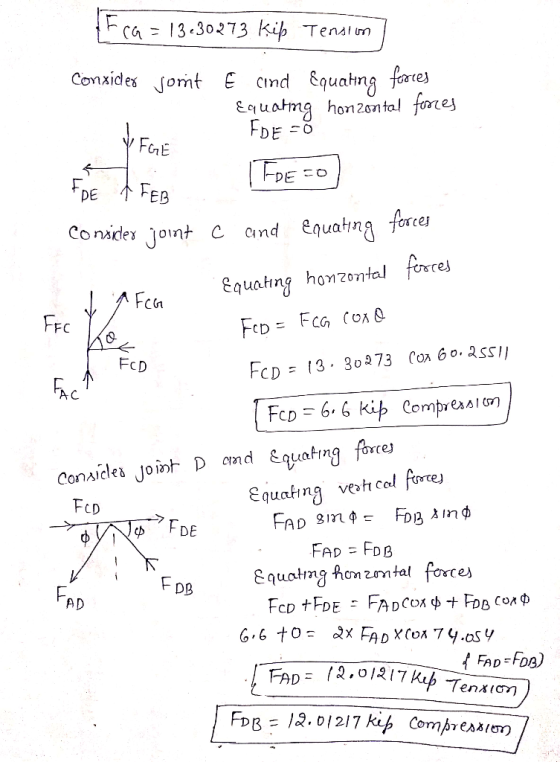 Conxides JomtE cind Equahng fare luahng hon2on tal fores DE TO FGrE DE 个FE Co nidey on c and Equatna forter FFC 0 FcD FCD= 13