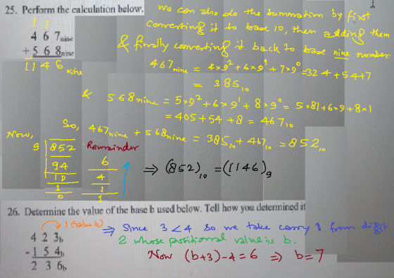 25. Perform the calculation below. 4 67i ,ine ina 3 85 46s + 54+8= 46710 Norw 467 852 6 → (852),-Cl 46) 94 26. Determine the