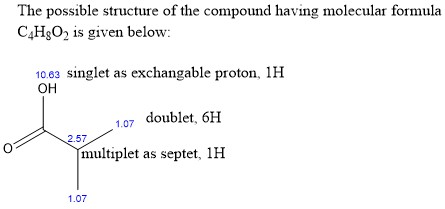The possible structure of the compound having molecular formula C4HgO is given below 10.83 singlet as exchangable proton, 1H