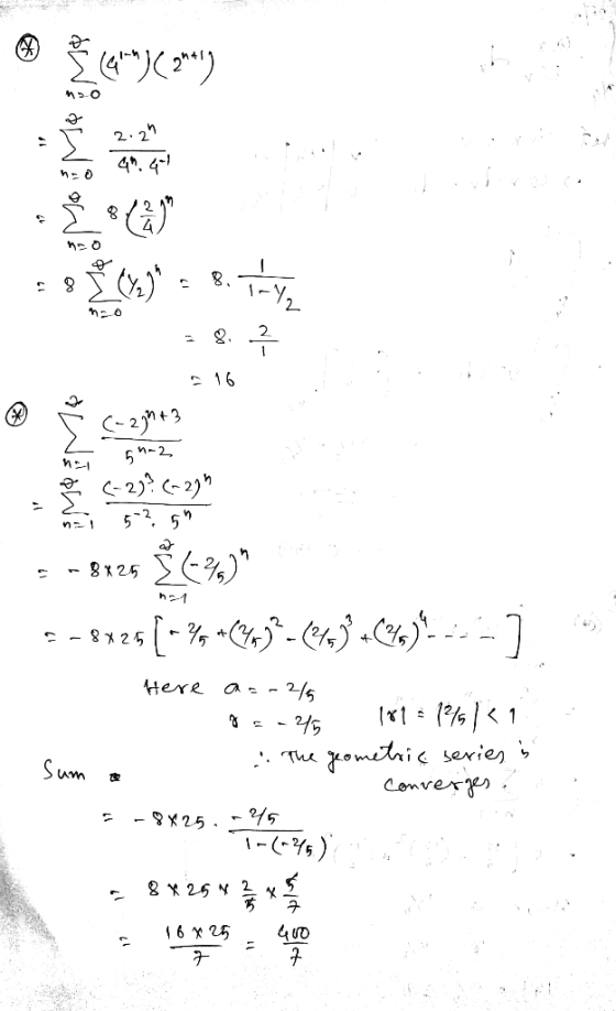 2.2 4. 41 16 -2 - 2?(-2) 8 x 2.5 tere ometri series Convers Sum 9x25. Y5 6 25 MoMeM