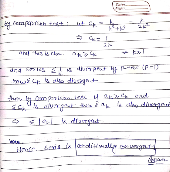 Date Page: lat Ck= k K2+2 2K2 2k and this 1s Clean and series E 18 diuegeut bj p-test (P=1) rowECk is also divergeut Comparis