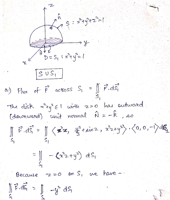 S uS aj Flux of F actoss S ะเ ds, F.ds Because -20 on S, uwe have
