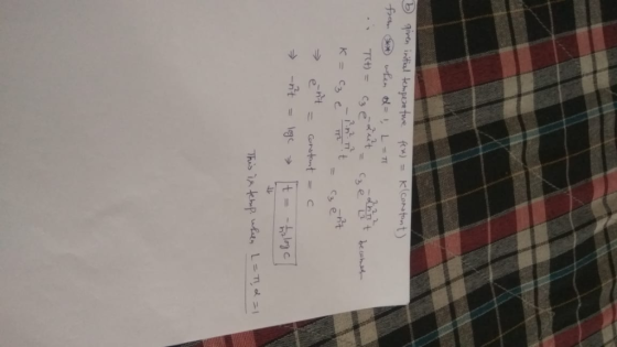 given initial tepere tue ftw) = K(CONtont) fra Se en d L- TH)= C3ett K= C3 e 72 Constant -At This in khp. wf L-T