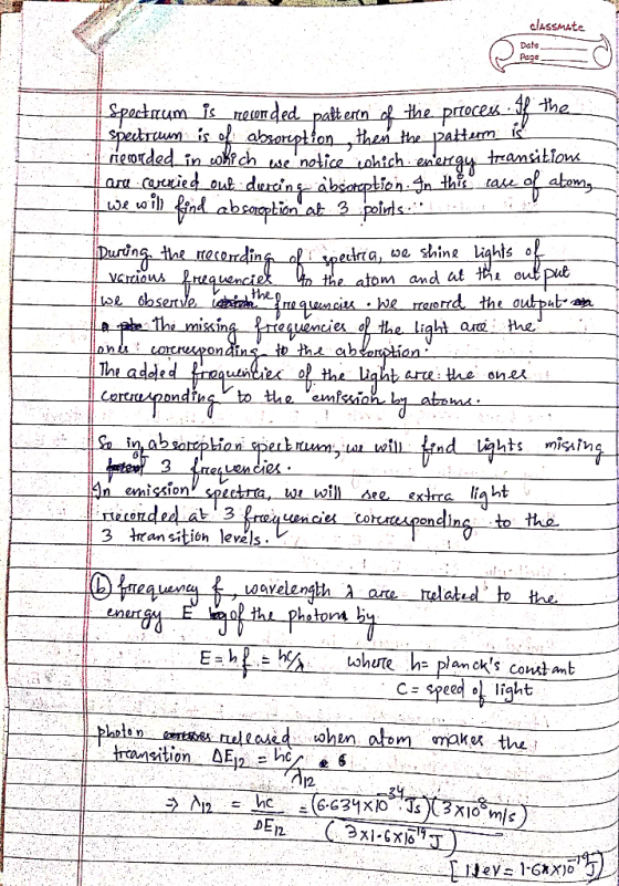 classmate Dafe Pa th or a washing Lights 。 n am the es 0 ‘n.ee en hts miaiv lia ht Wi 2 tansitióh levels. avele photon*. · C-