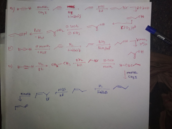 NaNNL Br H F- CH3T Lindlar Ho Socd POS ghlSOAス NHJ N -A20 Kmnoy NaNt 11 Lindlars C H3F 11-CECH BY CHE Cs my H~C=Cへ 12) H PL N