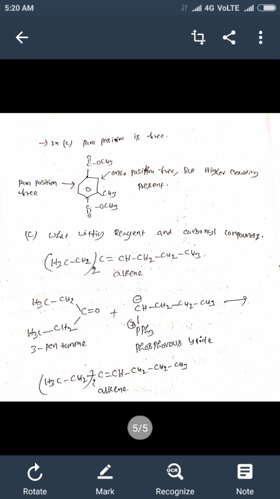 5:20 AM Paki positiv ree C) Wat Uittiy Reagent and dtkene 5/5 OCR Rotate Mark Recognize Note