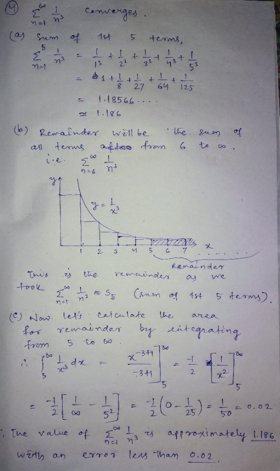as Sum rm 2. 3 8 27 125 118566 (b) Remainder wilbe he Rum 억 (c) Alms lets eatcnlate Ue area from 5 to 6o De 2C-341 2100 52,1
