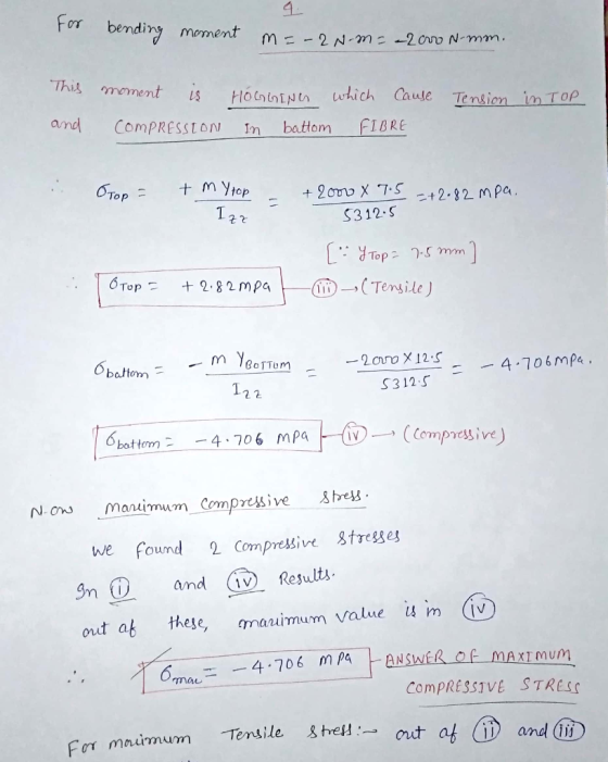 4- for bending moment m=-2 This moment and CompRESSION m battom FIGRE mYtop Top- 2と S312.S CoTTum baltom -- S312.S We found2C