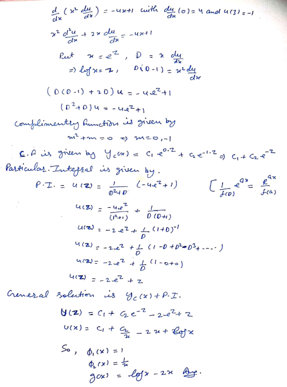 - -uxti uth d (0)= 4 anol u(3)=-, cdx +2 olu 4 dy Rut (D2D)u- ug2+ Comflimentsy Aunctibu s ziven by ) mzo ,-1 Particulas Tute