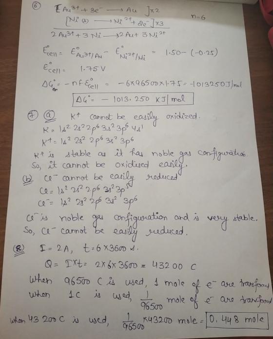 - So (-0 25) 41013. 250 X3 mol So, it cannot be oxidiued eanl cannot be eail naduced Co~w noble gas Crfīgus. ation arda table