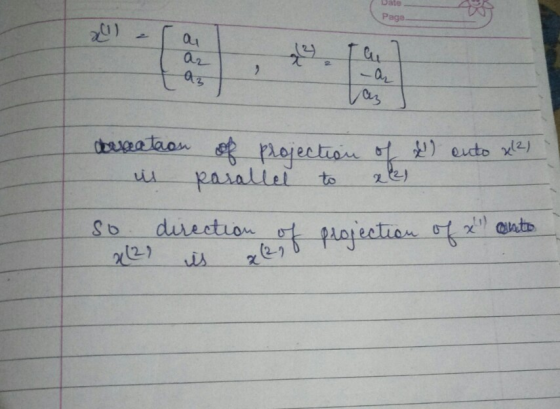 Date Page. au az -ar obaealaon Porection b )eucto xa) parallei to duectio Pajection ot auto 12) is