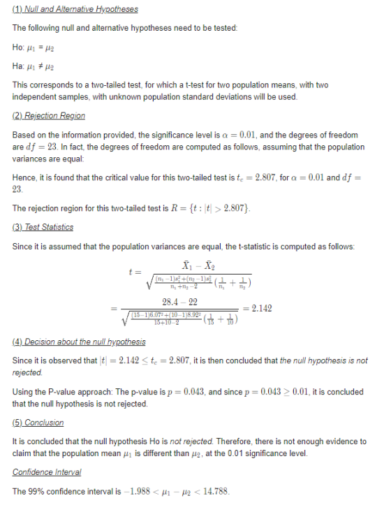 (1) Null and Alternative Hypotheses The following null and alternative hypotheses need to be tested This corresponds to a two