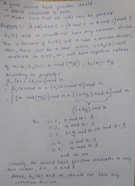 second hash tunchiom should Make sure that al cells can be Pro probed 2(k) and m should not have any LDmmon dir or Th ib h2 (