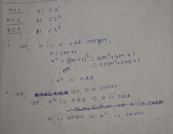 1 2 31 <23 Let, n , s a odd mteger 2+0)4 2 , n2 is odd. let, n is even let, n is odd n is od d
