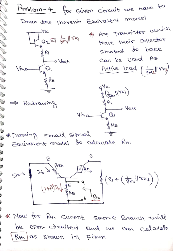 ox Gaiven circuit uwe hawe to te Thevenin Squivauent model Drau Have tei Collector Shorted Can be used As go base Ri Vout InL