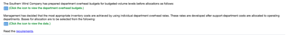 The Southern Wind Company has prepared department overhead budgets for budgeted-volume levels before allocations as follows: