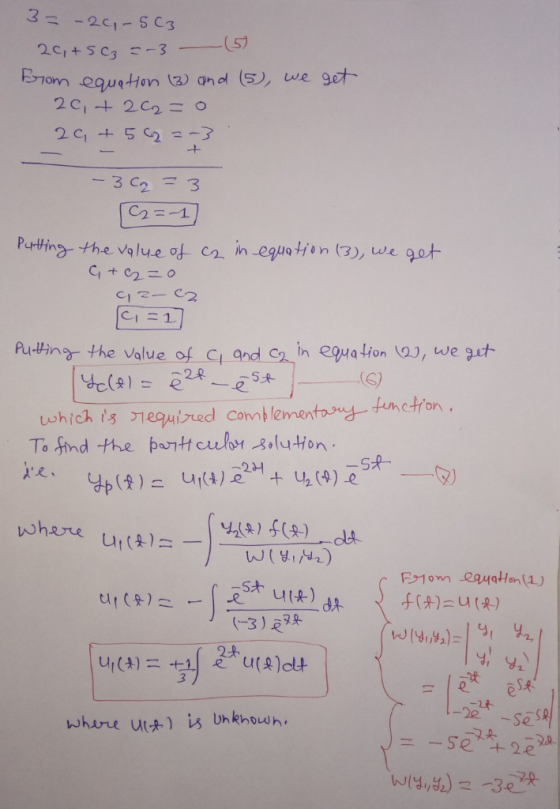 3 -201- S C3 57 201+503 --3- BTom equeHon (3) andl (), we 9et 20, + 2C2 O 20 +592 = -3 - 3 C 3 C2=-1 Purtting the val4e of c