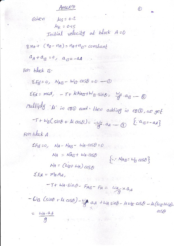 Tnitial velocity ak block A6 Multiply . li, in ee0 and、then adding in e2®, ae get on black A
