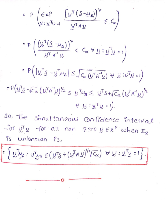 So, the Simultancou Condence interval is unknowns 0