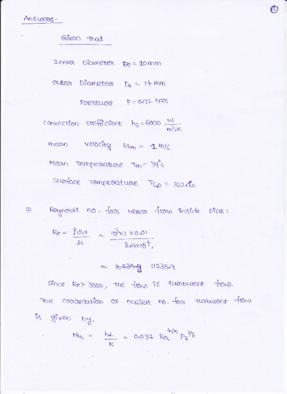 Ans Gieeo that convectton ceffcent hs 6000 vetocit Mear Termpeate T) Re-fod i#xi xo.ol 9-