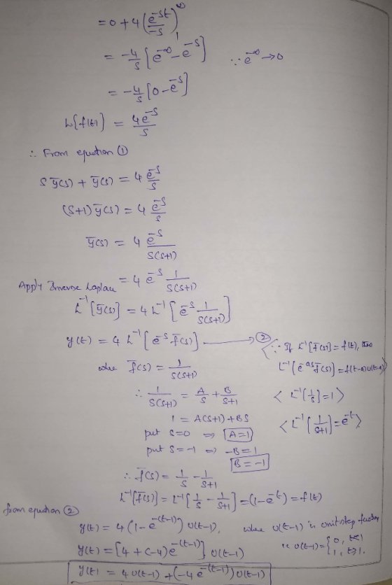 epuction From Syc ya) = 4 CS+DGc)=4 SCet1) APpot Bnevoe Laplau 4e SCSTD SCS+D CH5S t ACS+)-+6S put =o A ) K,pe 143) put S= -)
