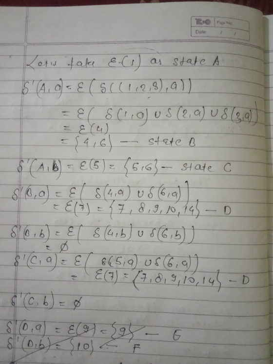 Page No. Date aittc A Lotu take El1). Stete B State C $Ab sGra) El-78,9, 0,145 S4,9 & 41b E 89,10,14 SC.b STO,9 S Oble Stop F