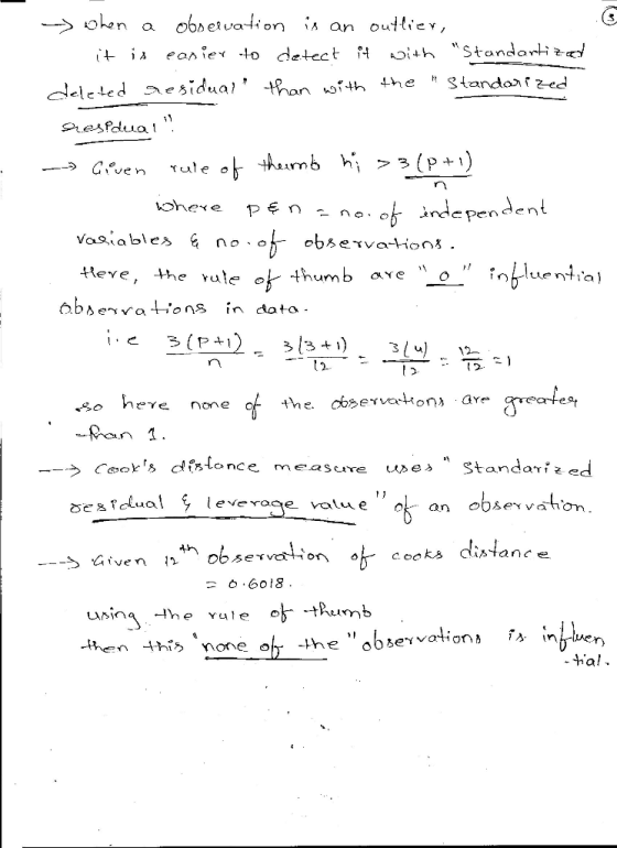 ofth the Standa ed e sidual thanh VaS,iables Hee, he vule o thum CAYe 3 (3 ) 9t fRan 1 Ceksdoce mease ues Standaried obs