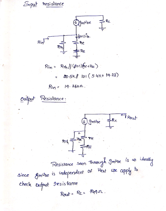 lesi stance mVbe @t ль Ri Res Ou istance : RE Resistance Seen Thzusu since Hmihe is independentof Vt check Diufput 9rsistance