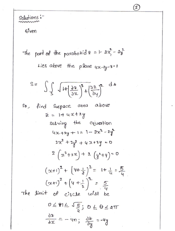 Solutions i- ^iven The Fart of the povabokid 2 a haj Lies above the plone ypec-2y-3I Suspace axea above golving the cquertion