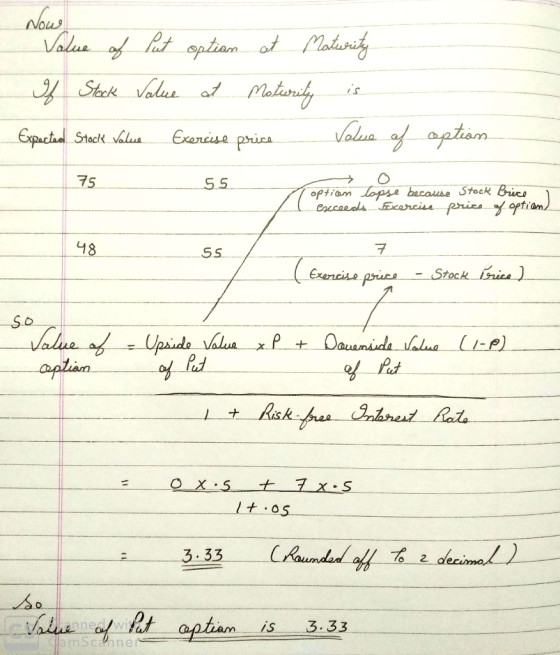Nows Value Pe optim ot Malarity Steck Value al lataidy Valua ofaptiam i s Exariue prics Expactaal Stack Valua 75 S.5 optiam l