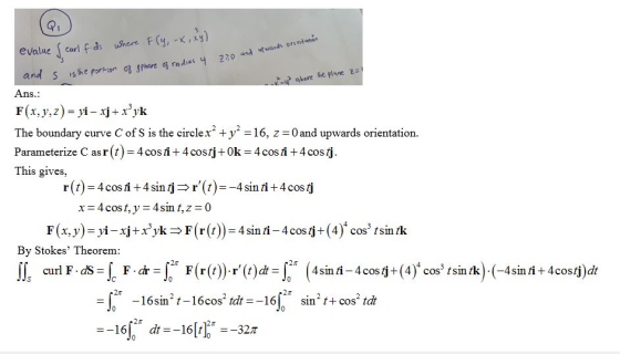 evalue curl fds whene F (y, ,xy) and S Ans.: ,she por-on ơ3.fphcreGJ radas abere F(x, y,z)-yi-+yk The boundary curve C of S i