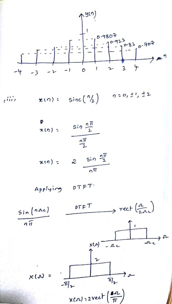 - 10.923 . nli 2. xun) 2 in 2 Applyin DTFT Sin ( DTF1T rect - IT