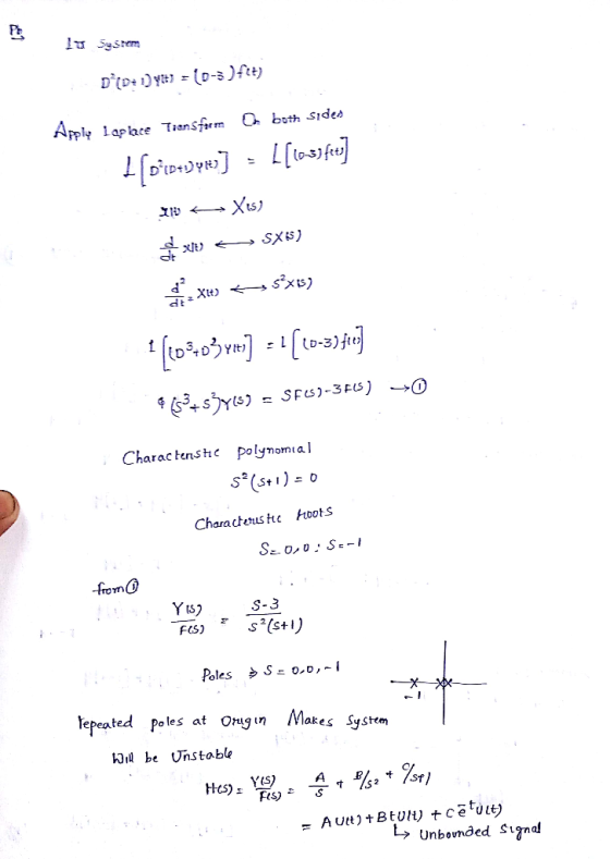 Se dh at Charac tenshc polymomial 2 Charactus te oot S S-3 [S Poles乡820.0,- lepeated poles at Origun Makes Systm Iil be Unsta