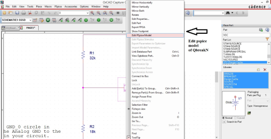 OrCAD Capture Mirror Horizontally File Edit View Tools Place Macro PSpice Accessories Options Window Help cadence Mirror Vert